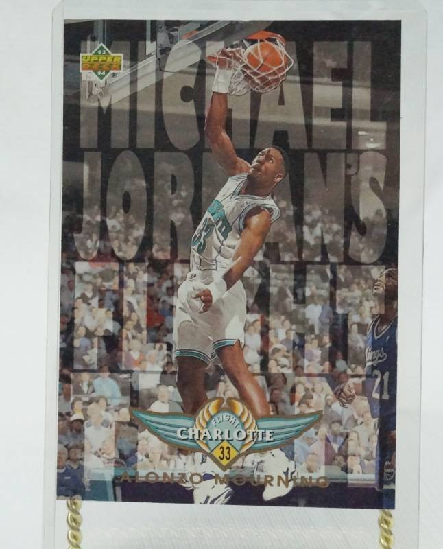 lot 5643 image: Michael Jordans Flight Team 9394 Upper Deck - Alonzo Mourning Card - Charlotte #33