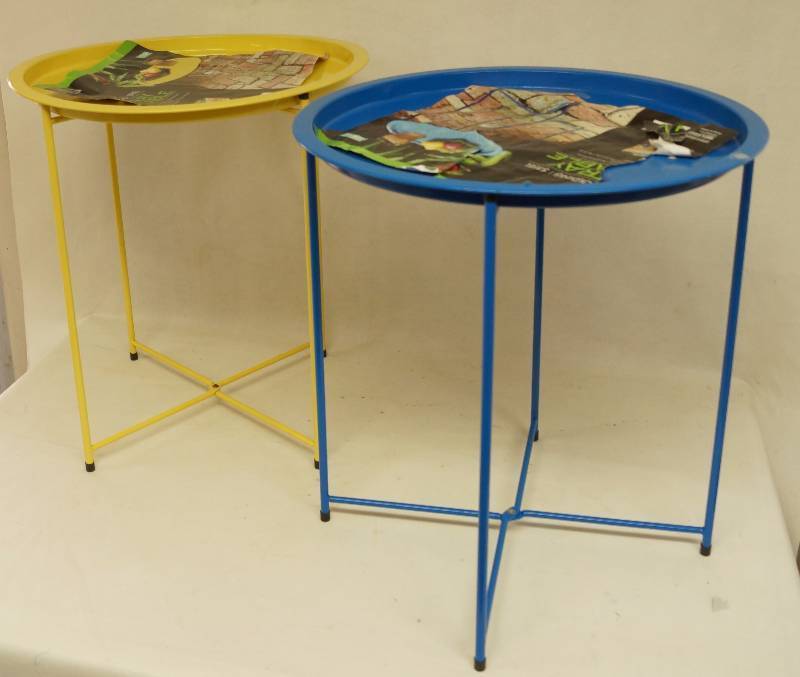 lot 6259 image: Pair of Folding Steel Tray Tables - Super Nice