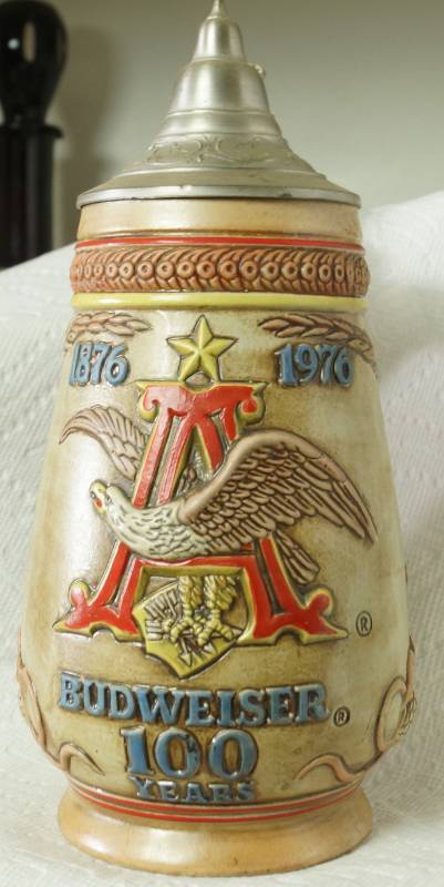 lot 1091 image: 100 Years Budweiser - Ceramarte Beer Stein - Made in Brazil