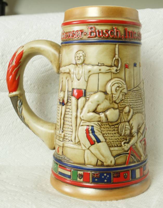 lot 1069 image: 1980 OLYMPIC COMMITTEE - Anheuser-Busch Ceramarte Beer Stein - Made in Brazil