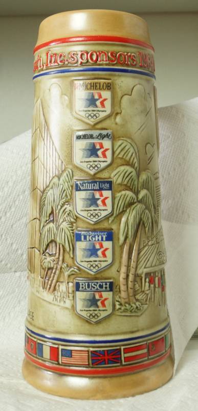 lot 1068 image: 1980 OLYMPIC COMMITTEE - Anheuser-Busch Ceramarte Beer Stein - Made in Brazil