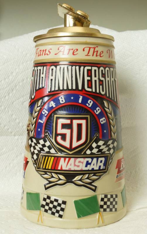 lot 1065 image: 1997 - 50th Anniversary BudweiserNASCAR 50th Anniversary Stein - 05186