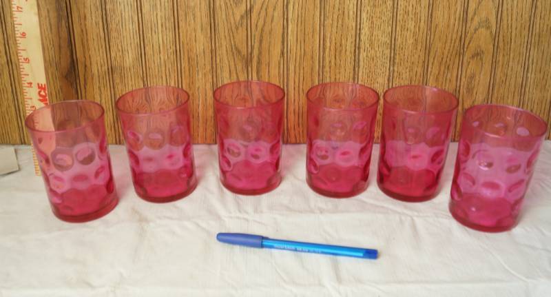 lot 1056 image: 6 Piece Pink Glasses Set - Wow Possibly Fenton - Perfect
