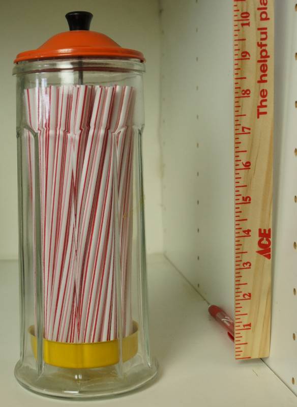 lot 1127 image: Glass Straw Holder  Container with Lid