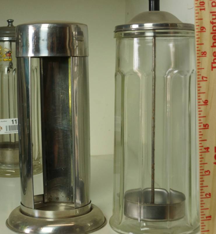 lot 1134 image: Glass and Metal Straw Holders  Container