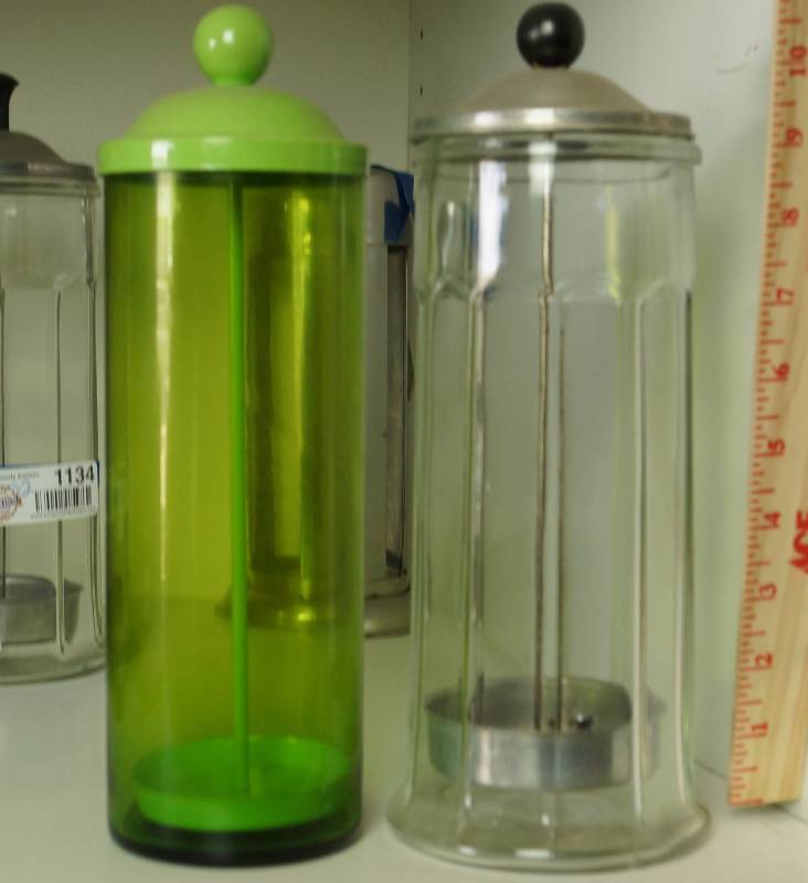 lot 1135 image: Set of 2 - Glass Straw Holder  Containers with Lids