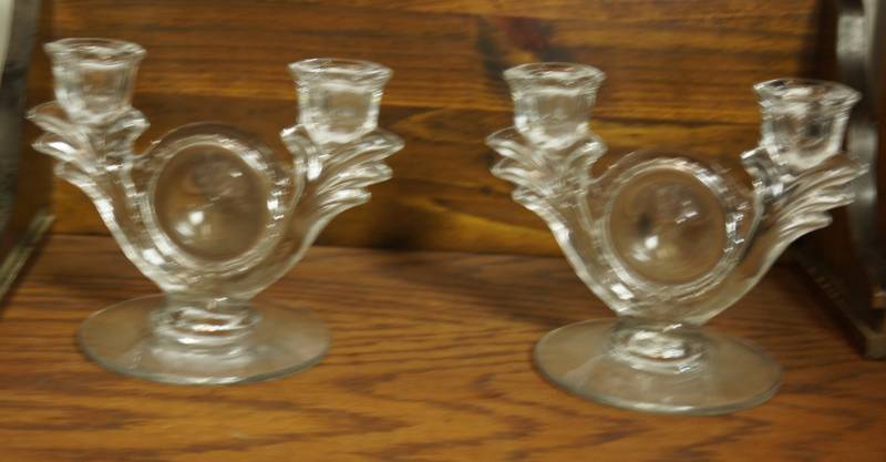 lot 1142 image: Set of Glass Dual Candle Stick Holders - VERY NICE Mid Century Modern