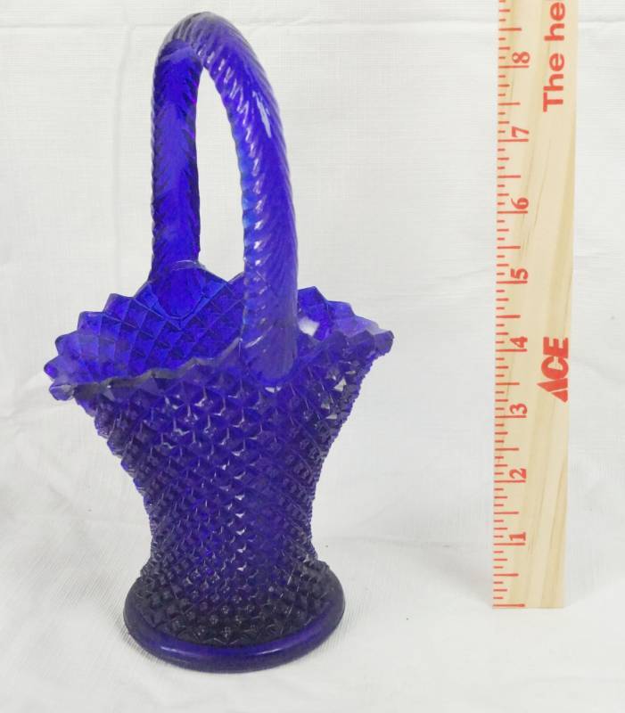 lot 1439 image: Gorgeous Cobalt Blue Glass Bastket - WESTMORLAND