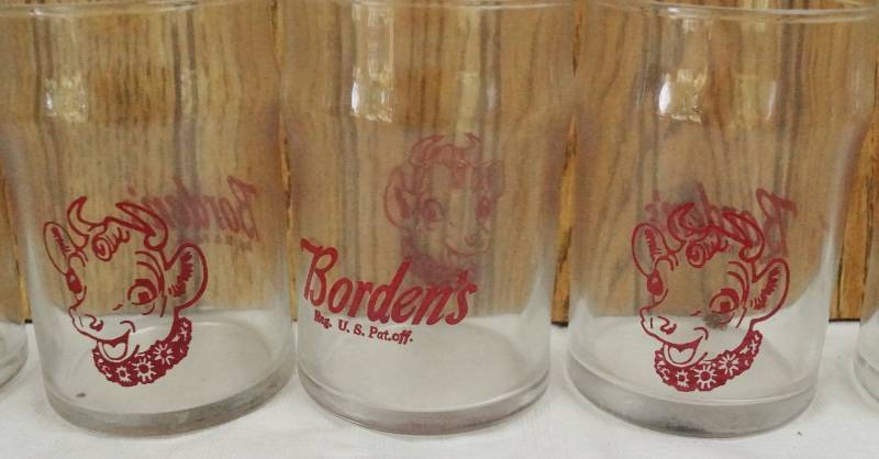 lot 1484 image: Set of 6 Bordens Milk Drinking Glasses