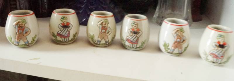 lot 1527 image: Lot of 6 German Shot Glasses - Rare Find