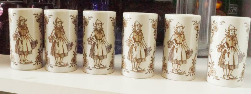 lot 1528 image: Lot of 6 German Girl Shot Glasses