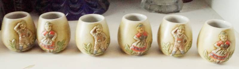 lot 1529 image: Lot of 6 German Shot Glasses - Rare Find