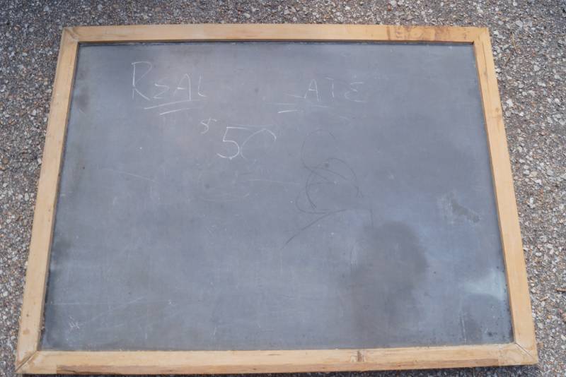 lot 5950 image: Large VINTAGE SLATE Hanging Chalkboard - VERY HEAVY