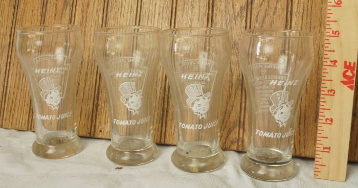 lot 1092 image: Lot of 4 Vintage Heinz Tomato Juice Glasses