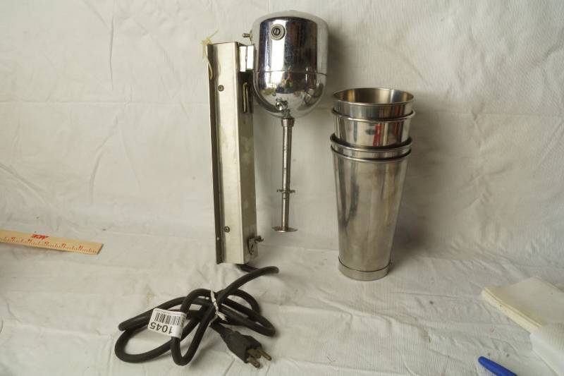 lot 1045 image: Vintage Commercial Restaurant Shake Maker - Hangs on Wall will Metal shake cup - WORKS