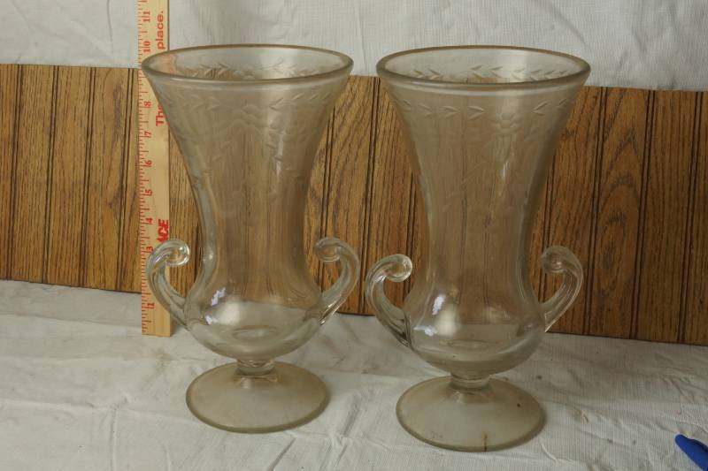 Lot Of 2 Large Collectible Glass Vases Very Pretty Awesome