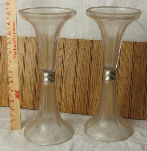 lot 1101 image: Lot of 2 Unique Vintage Glass Decor - Open Ended on Both Sides COOL