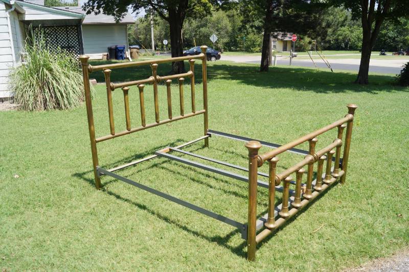 lot 1000 image: CHICKEN RANCH TEXAS - Movie Star Brass Bed Frame King Size - MGM Studios Culver City, Calif.