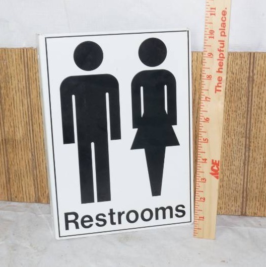 lot 1302 image: Heavy Metal Commercial - Unisex Bathroom Wall Sign - Bi-Directional