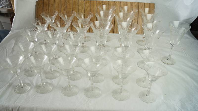 lot 1202 image: Huge Lot BEAUTIFUL of Cut Glass Stem Ware