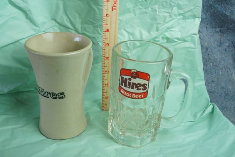 lot 1223 image: Hires Root Beer Mug - Stoneware Stein Mug and Glass Much - Old and New Logos