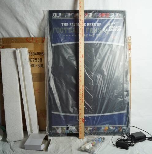 lot 1697 image: Budweiser  NFL Light-Up Football Writable Iridescent Marker Sign Board - Very Cool Item NEW In Box w Markers