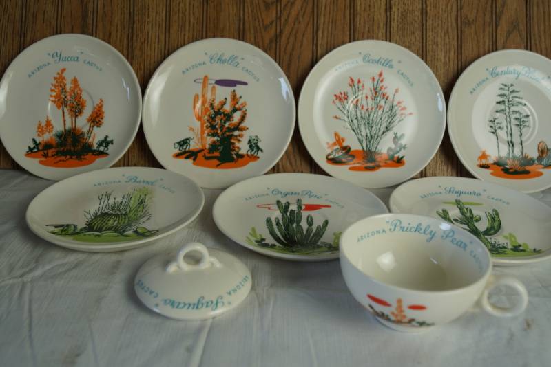 lot 1762 image: Lot of Vintage Arizona Cactus Dishware - Pretty Design