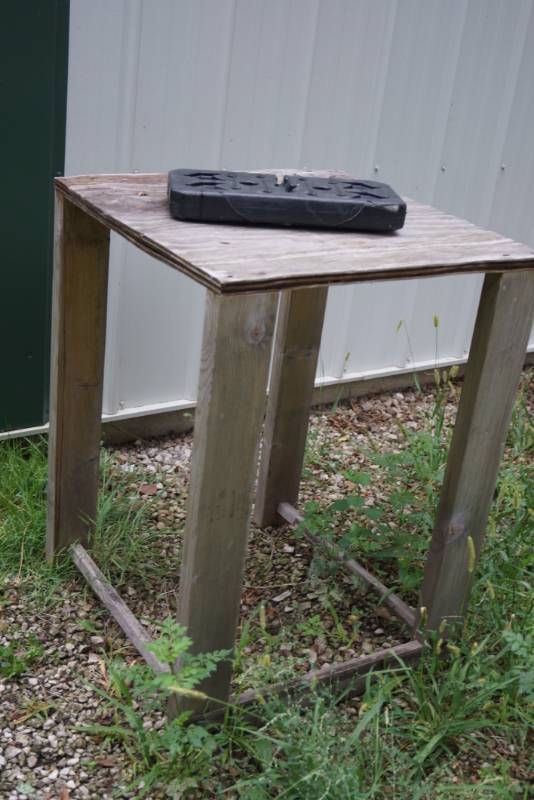 lot 1784 image: Wooden Crate Table and Contents on Table