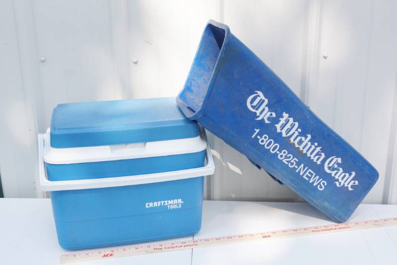 lot 1419 image: Craftsman Tools Cooler & Wichita Eagle Paper Holder