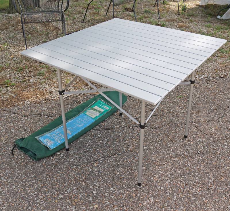 lot 5937 image: Roll Up Camp Table - Very Portable with Carry Bag