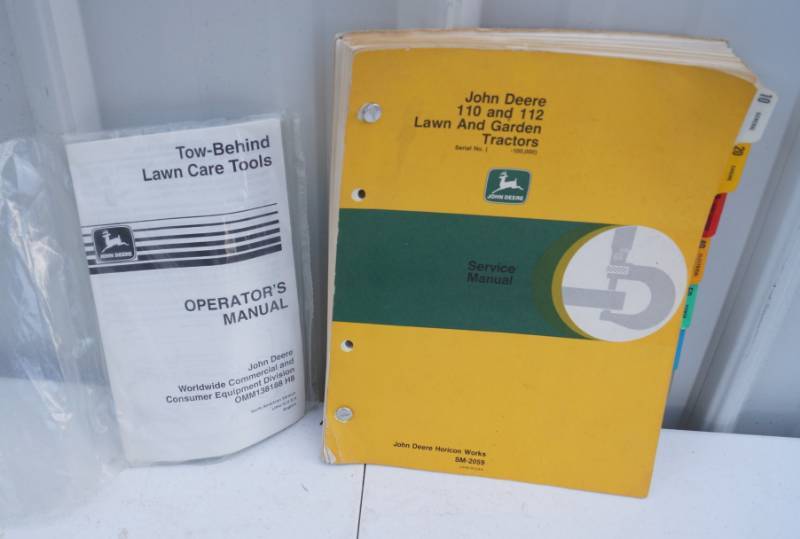 lot 5956 image: John Deere 110 and 112 Tractor Service Manual and John Deere Operators Manual