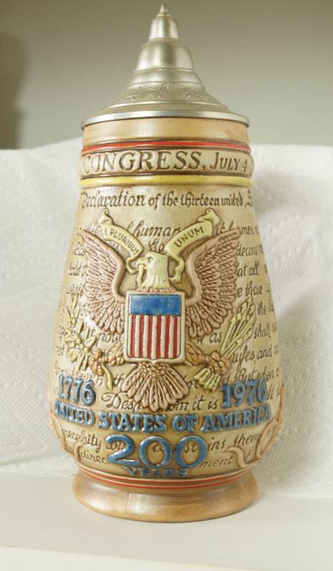 lot 5976 image: Ceramarte Beer Stein USA 200 Years - Nice