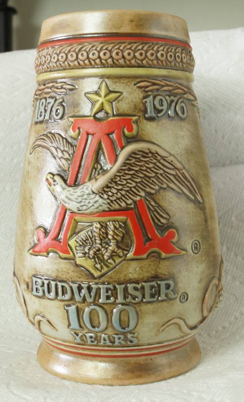 lot 5982 image: Anheuser-Busch BUDWEISER 100 Years - Ceramarte Beer Stein