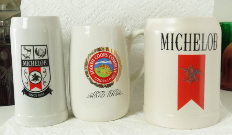 lot 5997 image: Lot of 3 Coors and Michelob Beer Mug Steins - Very Awesome