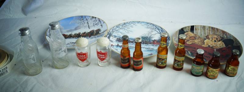 lot 1258 image: Lot of Various RARE BEER Salt and Pepper Shakers and BUDWEISER Collectible Plates - LONE STAR, FORT PITT, TIVOLI, CME LIGHT & MORE