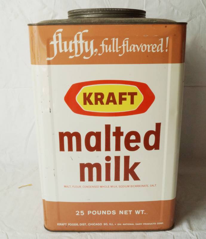 lot 1337 image: Antique - Large - KRAFT Malted Milk Container - 25 Pound Capacity - See measurements in pics