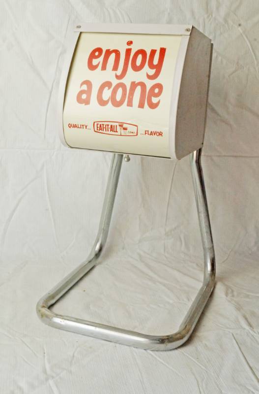lot 1339 image: Antique Cone Dispenser  EAT-IT-ALL  enjoy a cone - Nice Condition and Clean VERY COOL