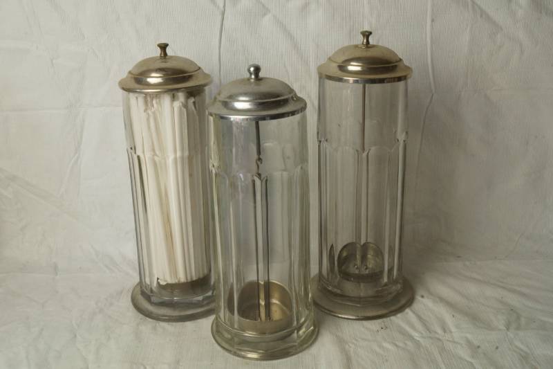 lot 1343 image: Lot of 3 Vintage Straw Dispensers