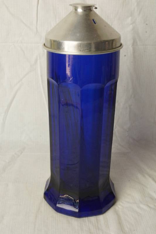lot 1348 image: Vintage COBALT BLUE Straw Dispenser - Very Unique