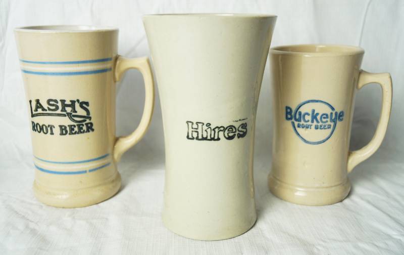 lot 1386 image: Vintage, Obscure Rootbeer Steins - LASHS, Hires, Buckeye - Highly Collectible