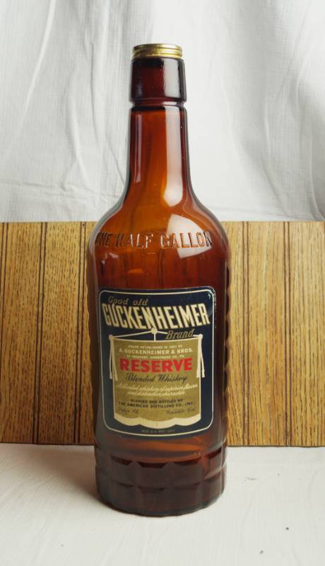 lot 1645 image: Vintage Brown Blended Whiskey Bottle (empty) CUKENHEIMER RESERVE - Great Condition