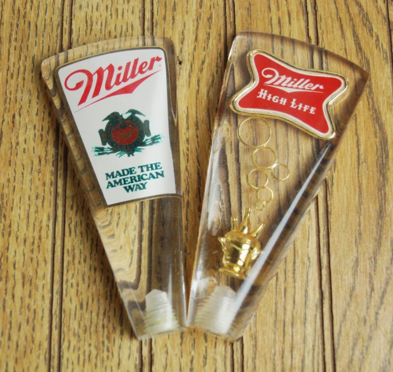 lot 1655 image: Lot of 2 MILLER HIGH LIFE Eagle Vintage Beer Keg Tap Handles - NICE