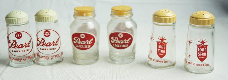 lot 1673 image: Rare Beers Lot of 3 Salt and Pepper Shakers - Pear Lager Beer, Lone Star - Collectible