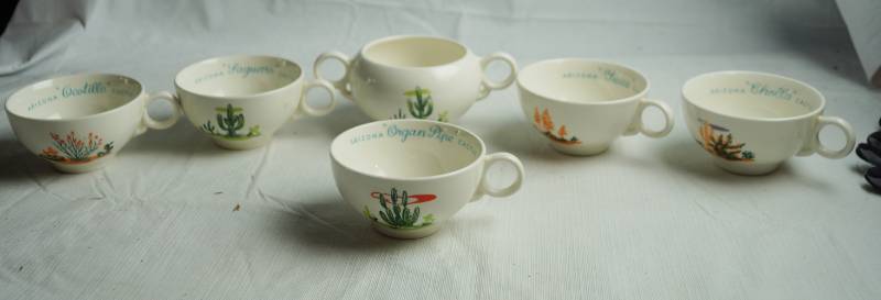 lot 1685 image: Lot of Vintage Vintage Blakely Arizona Cactus Set of 6 - each featuring a different cactus Fine China - WOW
