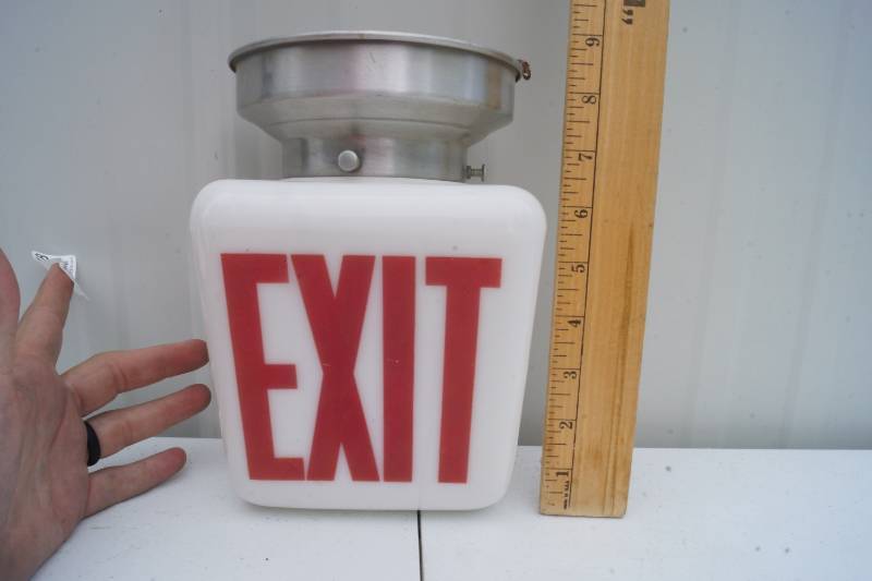 lot 1748 image: Nice EXIT Light Globe with Fixture
