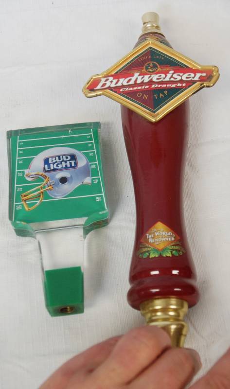 lot 1835 image: Lot of 2 Beer Tap Handles BUDWEISER & BUD LIGHT - Nice