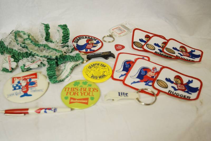 lot 1840 image: Lot of Misc. Budweiser Promo Items - Patches, Keychains and More