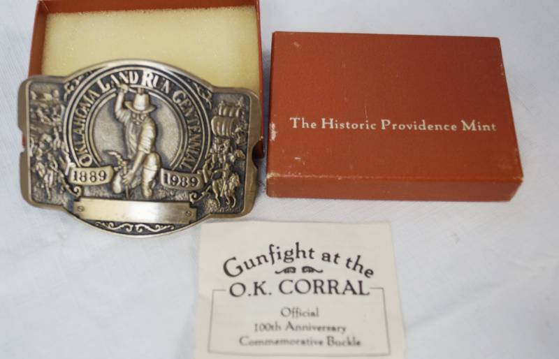 lot 1849 image: Vintage Oklahoma Land Run Centennial Belt Buckle - Rare Find