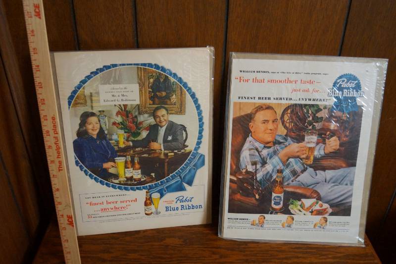 lot 1925 image: Vintage Pabst Blue Ribbon Poster Advertisements - Great Find