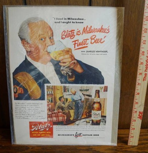 lot 1926 image: Vintage Unique Blatz Beer advertisement - Rare Find Excellent Condition
